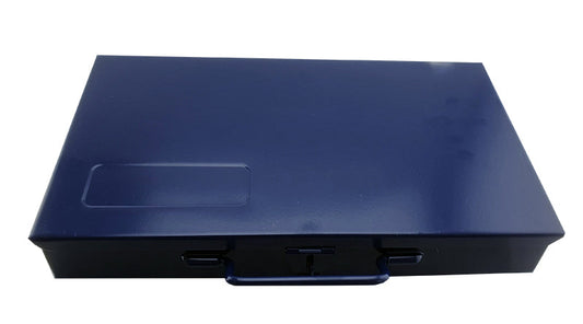 Dark Blue Metal Tool Case With Hinged Lid And Latch, Ideal For 3/8" Socketry - image 2