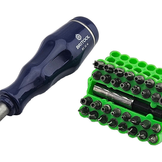 Britool Bit Driver For 1/4" Shank Screwdriver Bits + 33Pc Security Bit Set