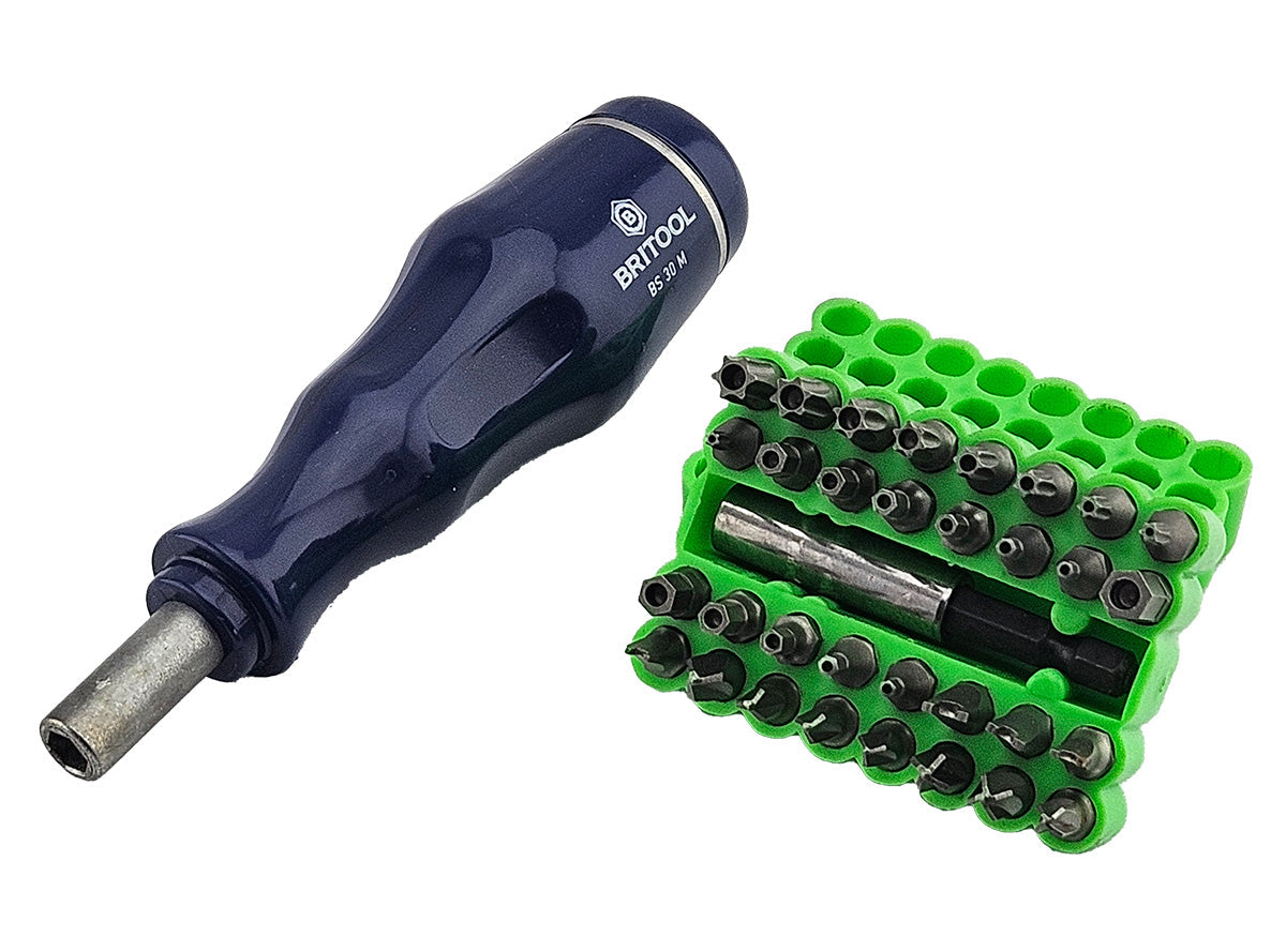 Britool Bit Driver For 1/4" Shank Screwdriver Bits + 33Pc Security Bit Set