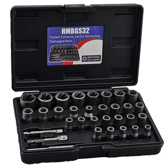 32pc Socket Extractor Set for Removing Damaged Nuts - Britool Hallmark