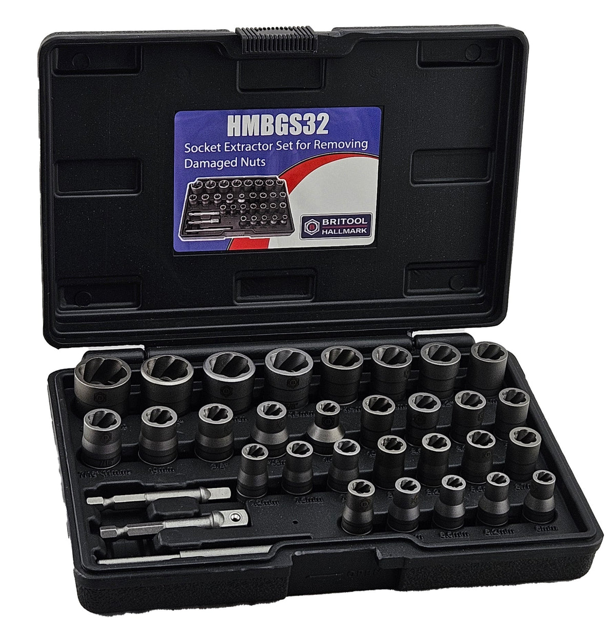 32pc Socket Extractor Set for Removing Damaged Nuts - Britool Hallmark