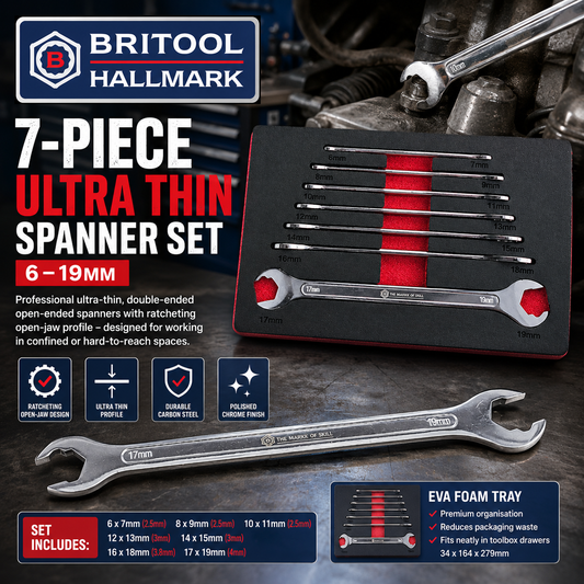 7-Piece Ultra Thin Spanner Set 6-19mm - Britool Hallmark - image 2
