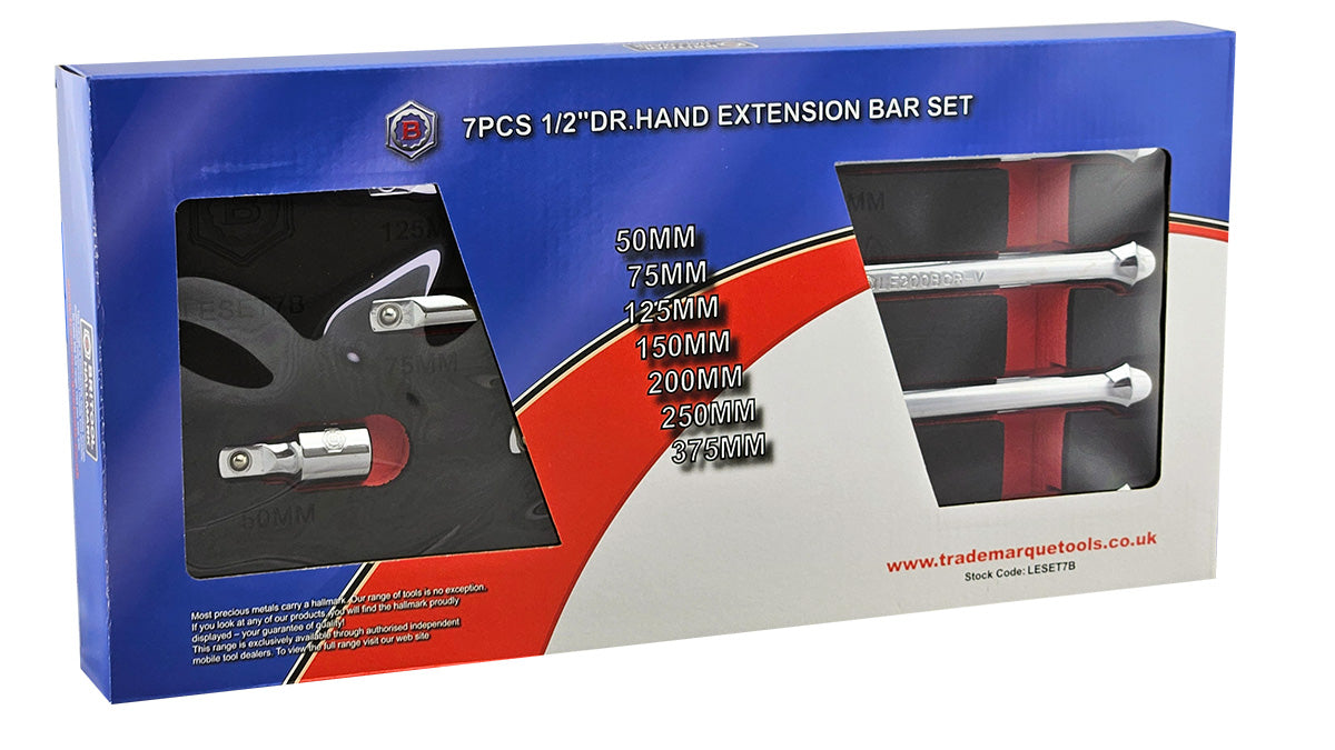 7Pc Fixed Extension Bar Set, 1/2" Drive - Britool Hallmark - image 5