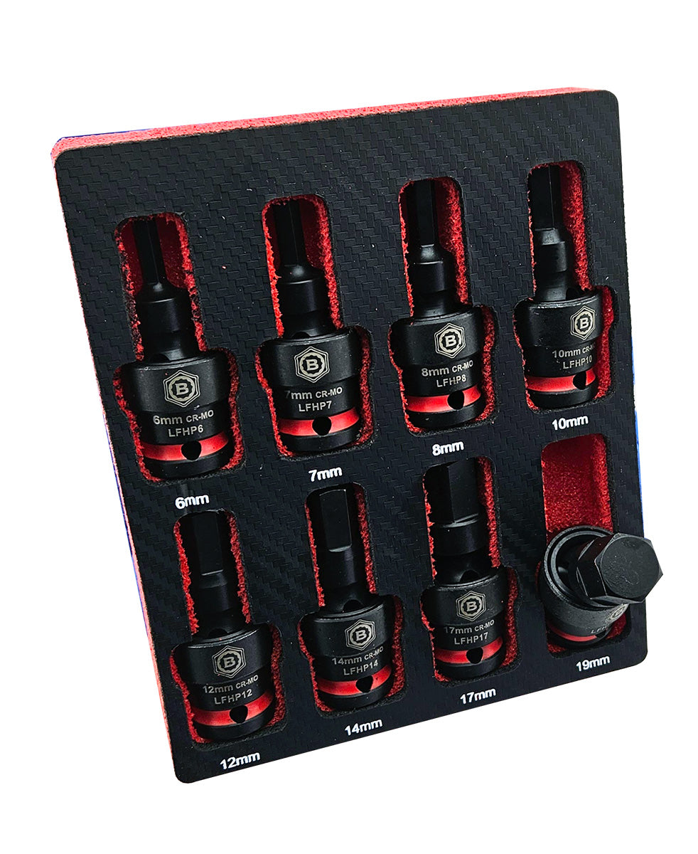 8Pc 1/2" Flexi Impact Hex Bit Socket Set 6-19mm From Britool Hallmark