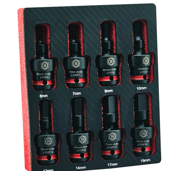 8Pc 1/2" Flexi Impact Hex Bit Socket Set 6-19mm From Britool Hallmark - image 3