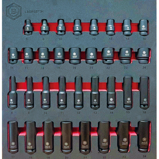 Britool Hallmark Impact Socket Set, 8-24mm - 34Pc 1/2" Drive Standard & Deep 6-Point - image 3