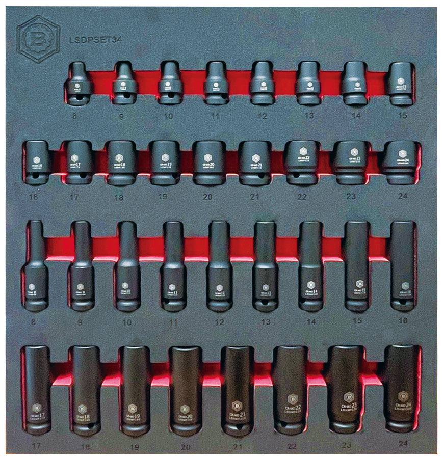 Britool Hallmark Impact Socket Set, 8-24mm - 34Pc 1/2" Drive Standard & Deep 6-Point - image 3
