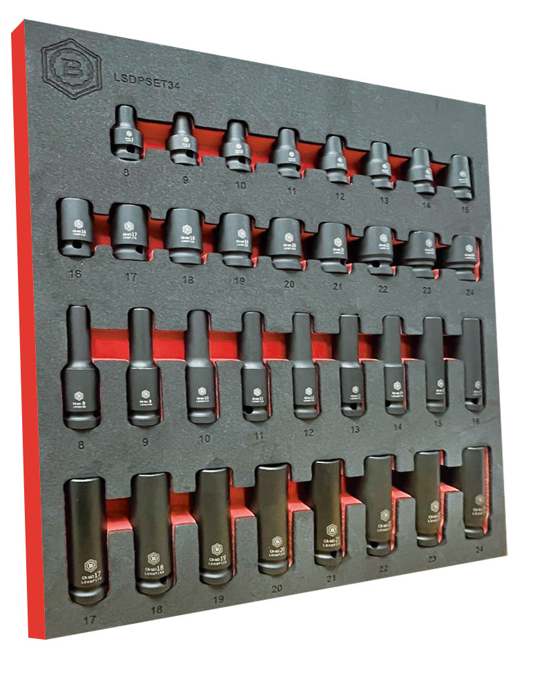 Britool Hallmark Impact Socket Set, 8-24mm - 34Pc 1/2" Drive Standard & Deep 6-Point - image 4