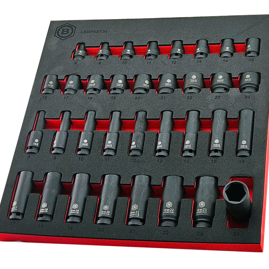 Britool Hallmark Impact Socket Set, 8-24mm - 34Pc 1/2" Drive Standard & Deep 6-Point - image 5