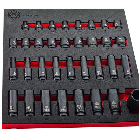 Britool Hallmark Impact Socket Set, 8-24mm - 34Pc 1/2" Drive Standard & Deep 6-Point - image 6