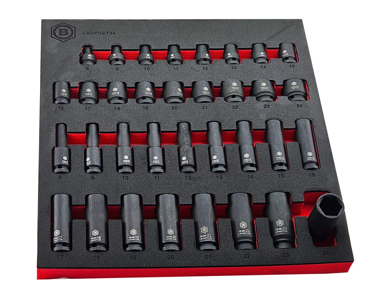 Britool Hallmark Impact Socket Set, 8-24mm - 34Pc 1/2" Drive Standard & Deep 6-Point - image 6