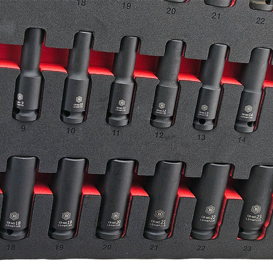 Britool Hallmark Impact Socket Set, 8-24mm - 34Pc 1/2" Drive Standard & Deep 6-Point - image 7