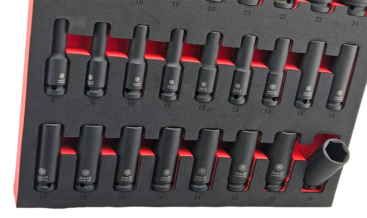 Britool Hallmark Impact Socket Set, 8-24mm - 34Pc 1/2" Drive Standard & Deep 6-Point - image 7