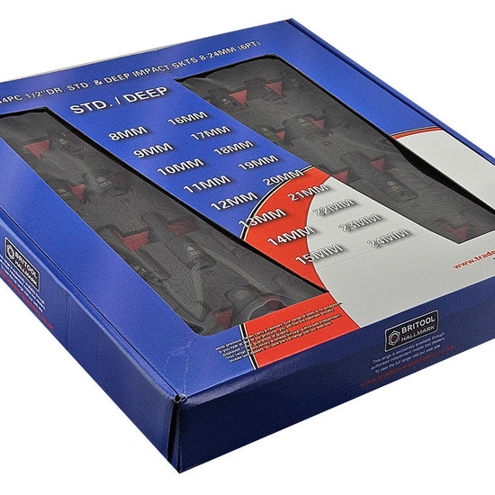Britool Hallmark Impact Socket Set, 8-24mm - 34Pc 1/2" Drive Standard & Deep 6-Point - image 9