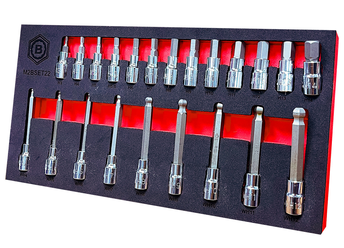 22Pc 3/8" Standard Hex & Long Ball-End Hex / Allen Key Bit Socket Set From Britool Hallmark - image 3