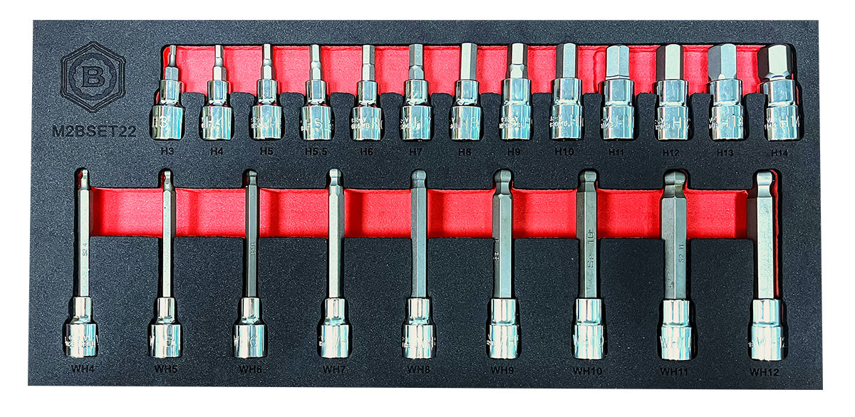 22Pc 3/8" Standard Hex & Long Ball-End Hex / Allen Key Bit Socket Set From Britool Hallmark - image 4