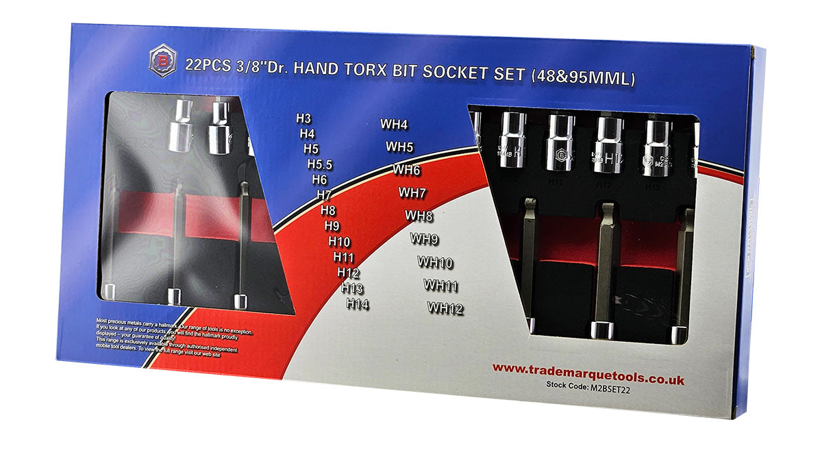 22Pc 3/8" Standard Hex & Long Ball-End Hex / Allen Key Bit Socket Set From Britool Hallmark - image 5