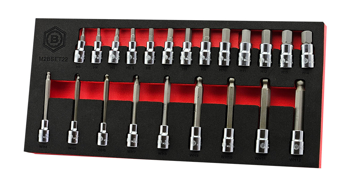 22Pc 3/8" Standard Hex & Long Ball-End Hex / Allen Key Bit Socket Set From Britool Hallmark - image 2