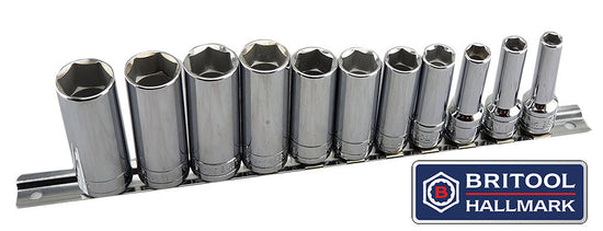 Britool 3/8" Drive Deep 6-Point Socket Set 7-19mm