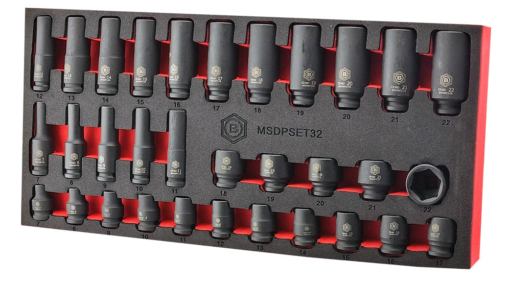 Britool Hallmark 3/8" & 1/2" Drive Standard & Deep Impact Socket Sets 7-24mm - image 3