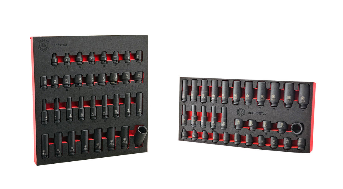 Britool Hallmark 3/8" & 1/2" Drive Standard & Deep Impact Socket Sets 7-24mm
