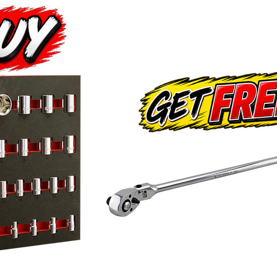 Britool 1/2" Drive Socket Set (6-Point) Sizes 10-36mm + FREE Ratchet