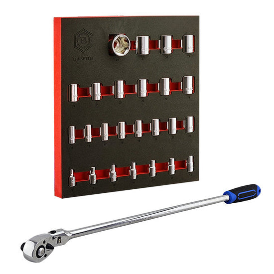 Britool 1/2" Drive Socket Set (6-Point) Sizes 10-36mm + FREE Ratchet - image 2