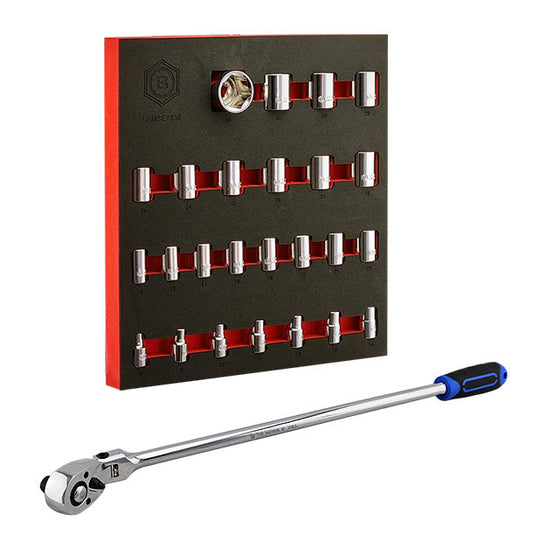 Britool 1/2" Drive Socket Set (6-Point) Sizes 10-36mm + FREE Ratchet - image 2