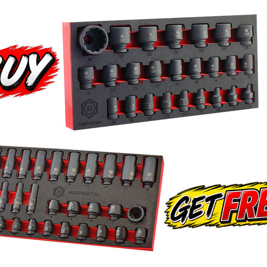 25Pc 1/2" 12-Point Impact Socket Set + FREE 3/8" Set | Britool Hallmark