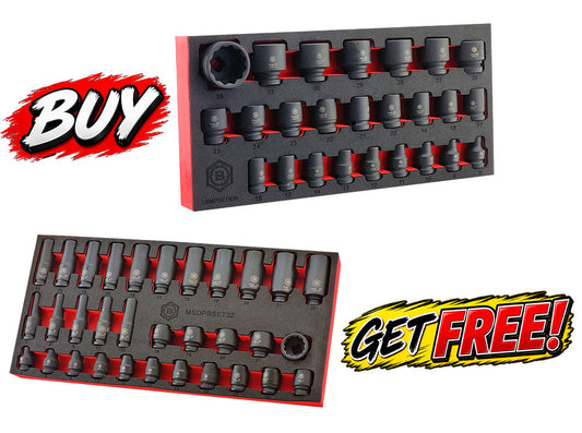 25Pc 1/2" 12-Point Impact Socket Set + FREE 3/8" Set | Britool Hallmark