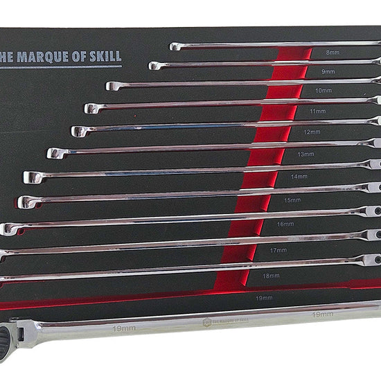 12Pc Extra-Long Flexi Ring Ratchet Spanner Set - Britool Hallmark - image 4
