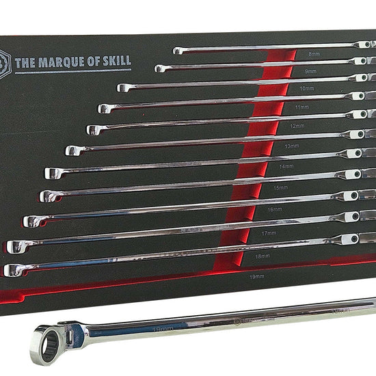 12Pc Extra-Long Flexi Ring Ratchet Spanner Set - Britool Hallmark - image 3