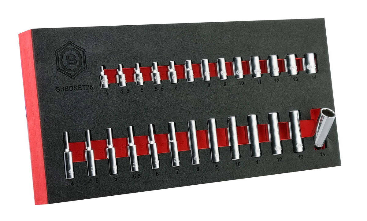 Britool 1/4" & 3/8" Dr. Standard & Deep Socket Sets (12 Point) 4-24mm - image 4