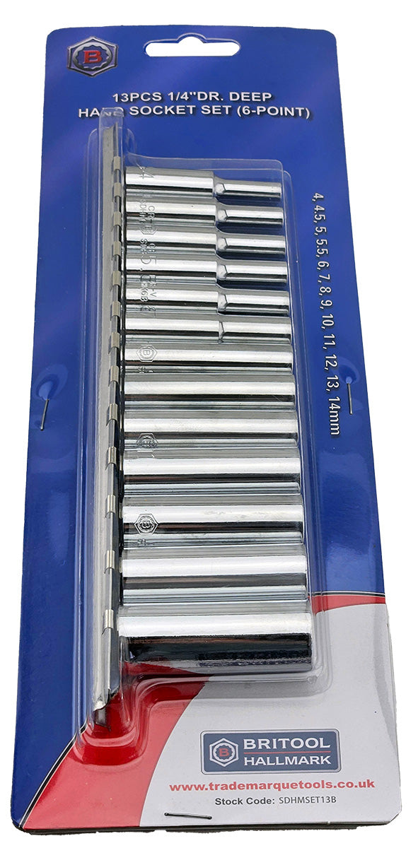 1/4" Drive Deep Socket Set (6-Point) 4-14mm From Britool Hallmark - image 4