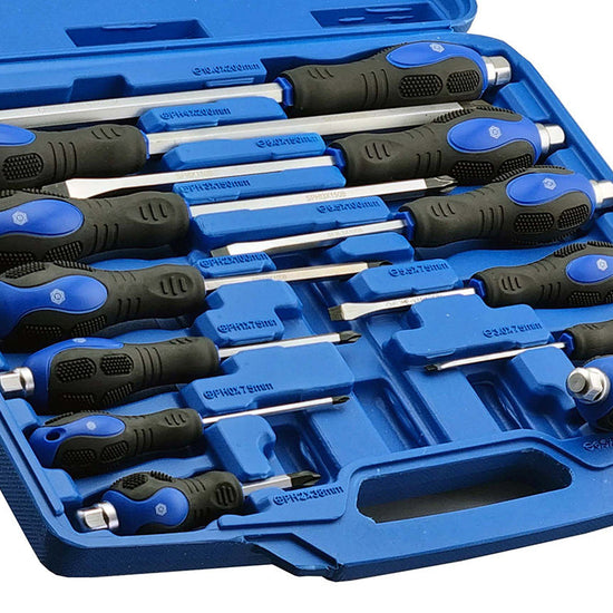 12 Piece Phillips & Slotted Screwdriver Set With Hammer Cap Britool Hallmark - image 4