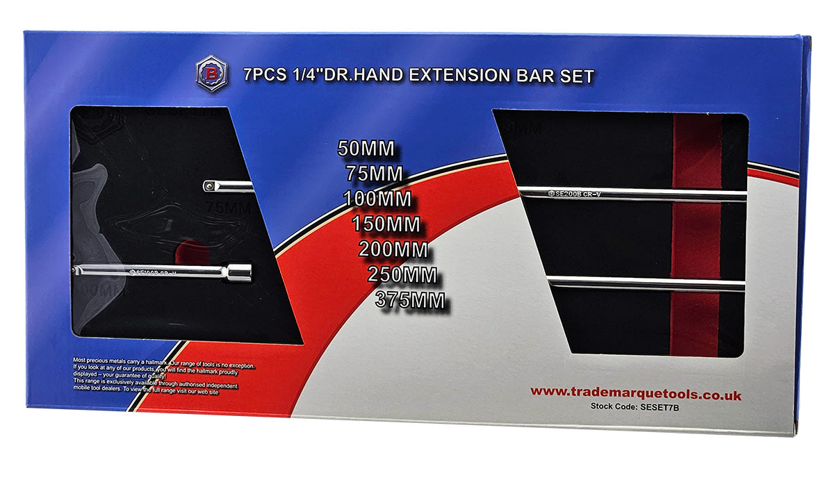 7Pc Fixed Extension Bar Set, 1/4" Drive, From Britool Hallmark - image 5