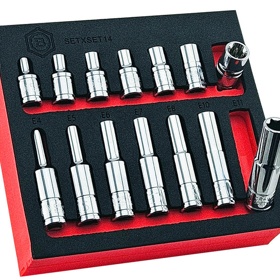 14Pc E-Torx/Star Socket Set Standard & Deep Sizes E4-11 - 1/4" Drive -  Britool Hallmark - image 2