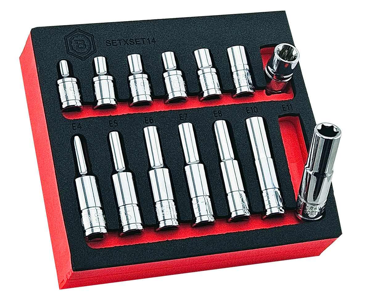 14Pc E-Torx/Star Socket Set Standard & Deep Sizes E4-11 - 1/4" Drive -  Britool Hallmark - image 2