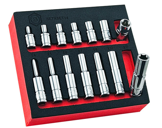 14Pc E-Torx/Star Socket Set Standard & Deep Sizes E4-11 - 1/4" Drive -  Britool Hallmark - image 2