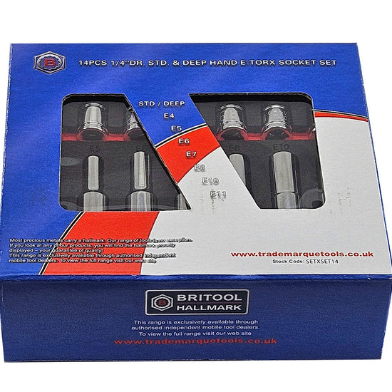 14Pc E-Torx/Star Socket Set Standard & Deep Sizes E4-11 - 1/4" Drive -  Britool Hallmark - image 5
