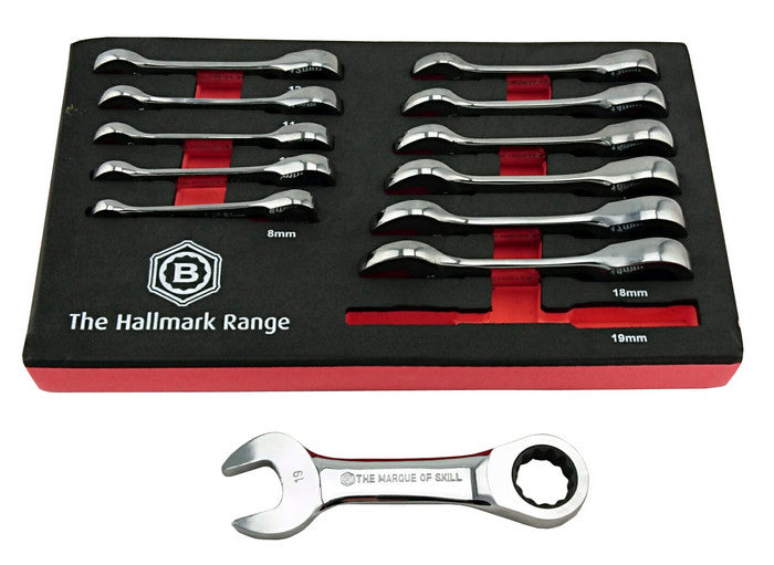 12pc Stubby Ratchet Spanner Set 8-19mm - Britool Hallmark - image 2