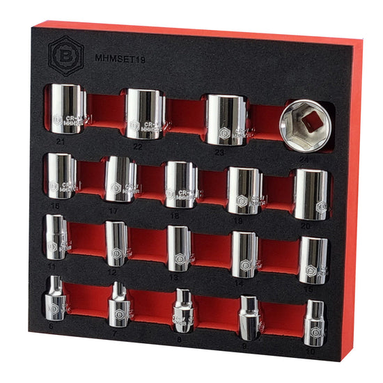 3/8" Drive Socket Set (6-Point), Sizes 8 To 24mm From Britool Hallmark