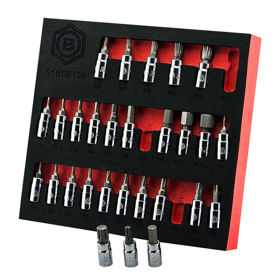 Hex, Torx And Spline Bit Socket Set- 28 Pieces, 1/4" Drive From Britool Hallmark