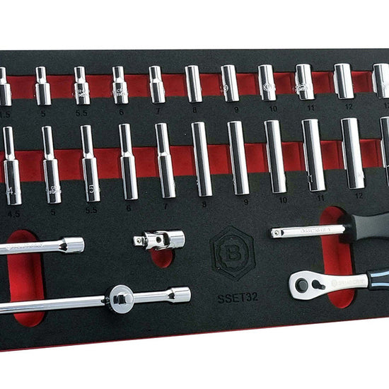 32-Piece 1/4" Drive Socket, Ratchet & Accessory Set - Britool Hallmark