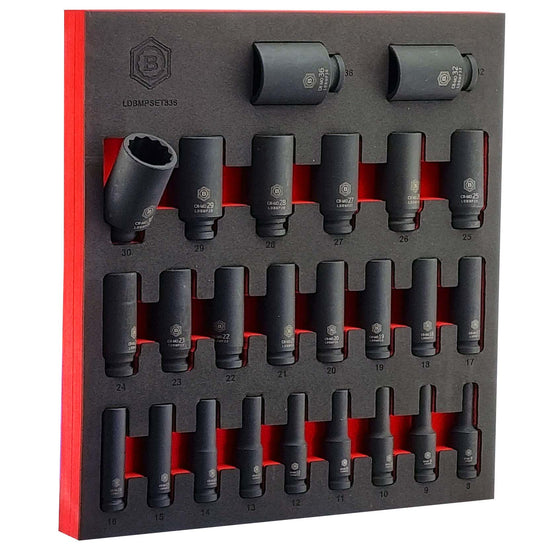 25Pc 1/2" Drive Deep Impact 12-Point Socket Set 8-36mm - Britool Hallmark