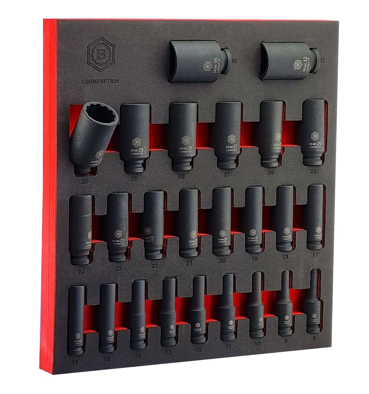 25Pc 1/2" Drive Deep Impact 12-Point Socket Set 8-36mm - Britool Hallmark