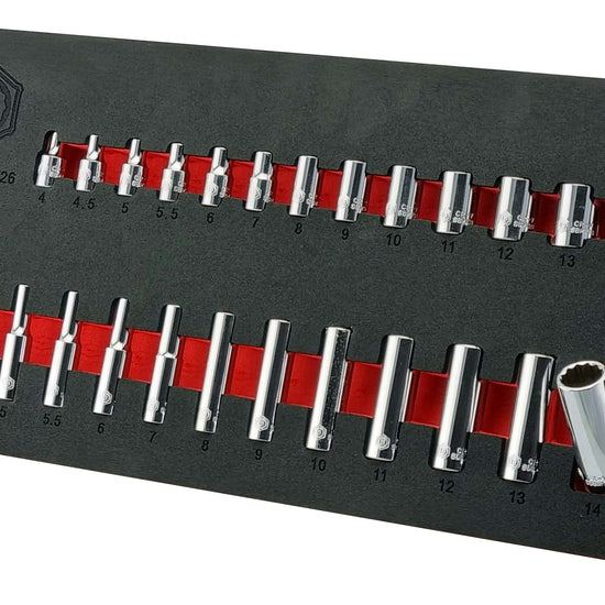 26PC 1/4'' Dive Standard & Deep 12-Point Socket Set - Britool Hallmark
