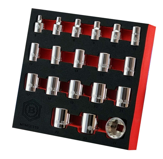 19Pc 3/8" Drive 12-Point Socket Set 6-24mm From Britool Hallmark