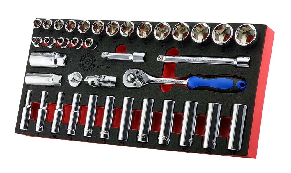 38Pc 3/8" Drive Socket, Ratchet & Accessory Set - Britool Hallmark