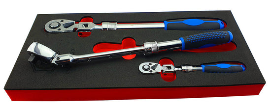 3Pc Extending Ratchet Wrench Set With Flex-Heads - Britool Hallmark